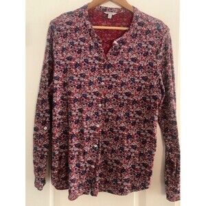 Lucky Brand Size XL/TG  Red Blue Paisley Print Peasant Top Lagenlook Boho